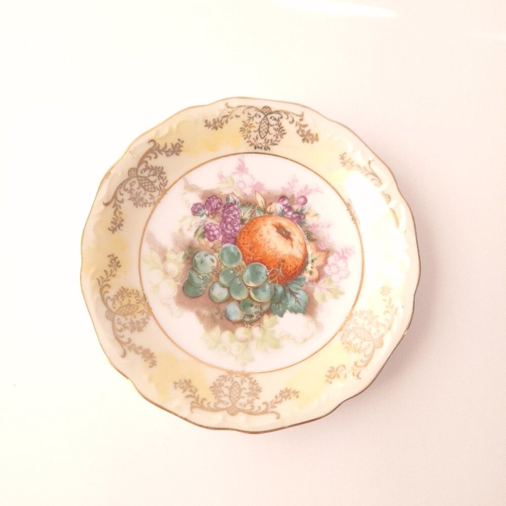 Vintage Royal Halsey Fruit Pattern Saucer – Fine Bone China Trinket Dish